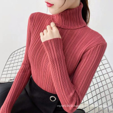 Fashion Autumn Winter Pullover Turtleneck CasualTops Bodycon Womens Stripe Slim Fit Women Sweater